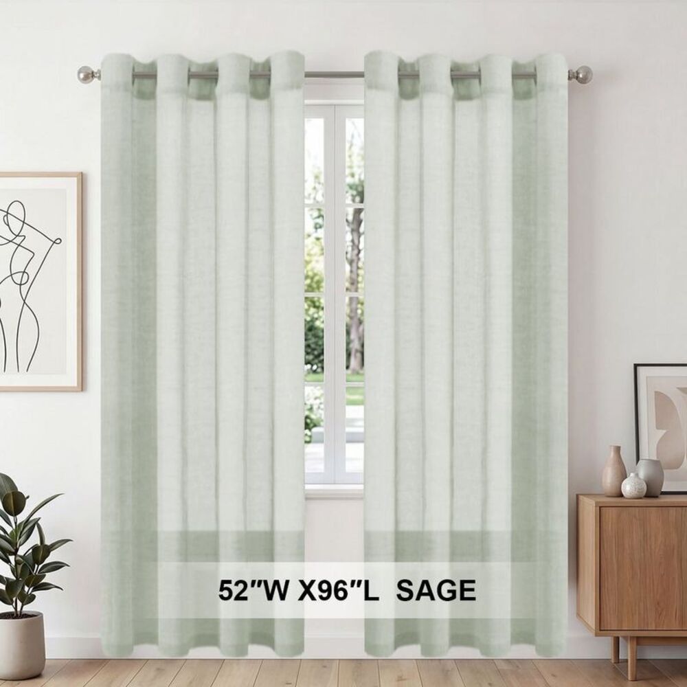H.Versailtex -  2 Panels Natural Linen Blended Semi-S Green